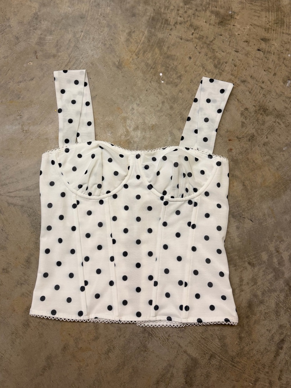 Edikted White Polka Dot Bustier Tank Top